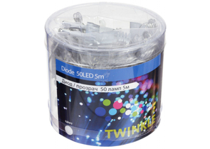 Гирлянда электрическая, 5 м, 50 лампочек, белые лампочки, прозрачный провод