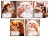 Тетрадь школьная А5, 12 л. на скобе «Огромные котики» Тетрадь школьная А5, 12 л. на скобе «Огромные котики»