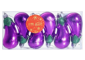 Набор елочных игрушек «Баклажан», 6 шт., 9,5×4 см, фиолетовые