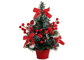 Елка декоративная настольная «Праздничная. Бантик в горох», 15×29 см