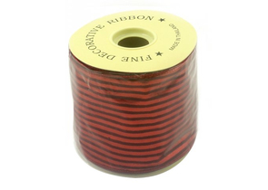 Лента упаковочная капроновая блестящая Golden Gift, 10 см×9 м, «Полоска» красная