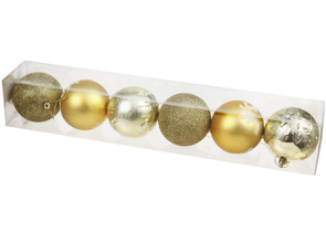 Набор шаров елочных «ЮниПрессМаркет» (пластик), 6 шт., диаметр 8 см, золотистые