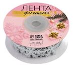 Лента фигурная Sima-Land, 25 мм×10±0,5 ярд (9,1 м±0,5 м), «Снежинки», серебристый