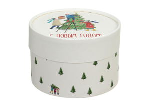 Коробка подарочная с крышкой (круглая, в собранном виде), 12×8 см, «С Новым годом»