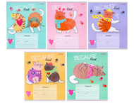 Тетрадь школьная А5, 12 л. на скобе «Большие котики» Тетрадь школьная А5, 12 л. на скобе «Большие котики»