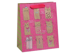 Пакет бумажный крафтовый «Милые котики», 23×27×11,5 см