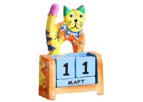 Благотворительный деревянный настольный календарь «Вечный», 10×7×4 см, «Котёнок» (доставка этого товара почтой бесплатна)