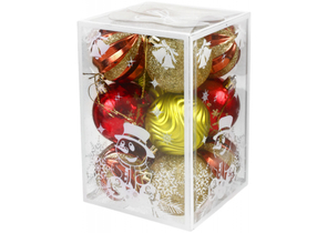 Набор шаров елочных «ЮниПрессМаркет» (пластик), 12 шт., диаметр 6 см, золотистые/красные