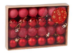 Набор шаров елочных «Традиция» (пластик), 24 шт., диаметр 3 см, красные